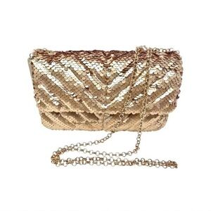 Nicole Miller Gold Sequin Chain bag/purse crossbody NWT